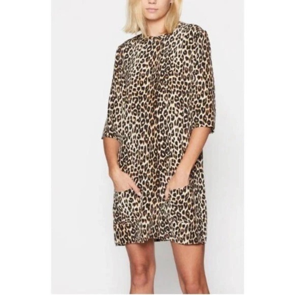 Equipment Femme Aubrey Silk Shift Leopard Animal Print Dress In Brown Size M